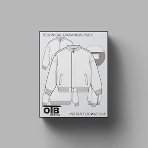 Racing Jacket Vector Flat Technical Drawing Illustration Blank Mock-up Template Design Tech Pack CAD Streetwear