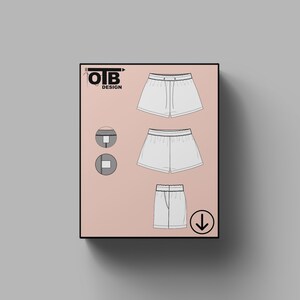 OTB Simple Drawstring Shorts Vector Flat Technical Drawing Illustration Classic Blank Sketch Mock-Up Template Design Tech Pack Cad