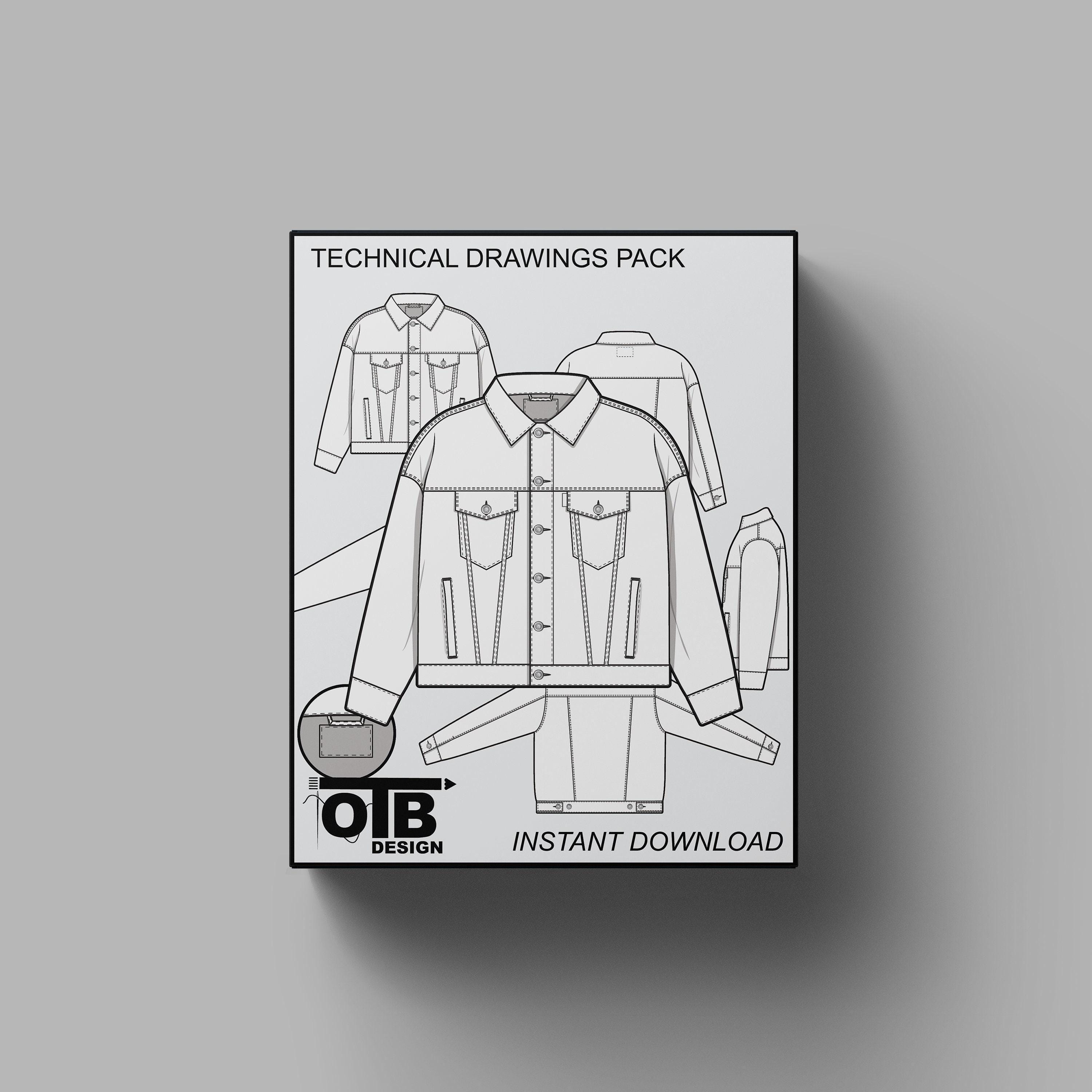 Men / Unisex Jean Denim Jacket Oversized Boxy Flat Technical