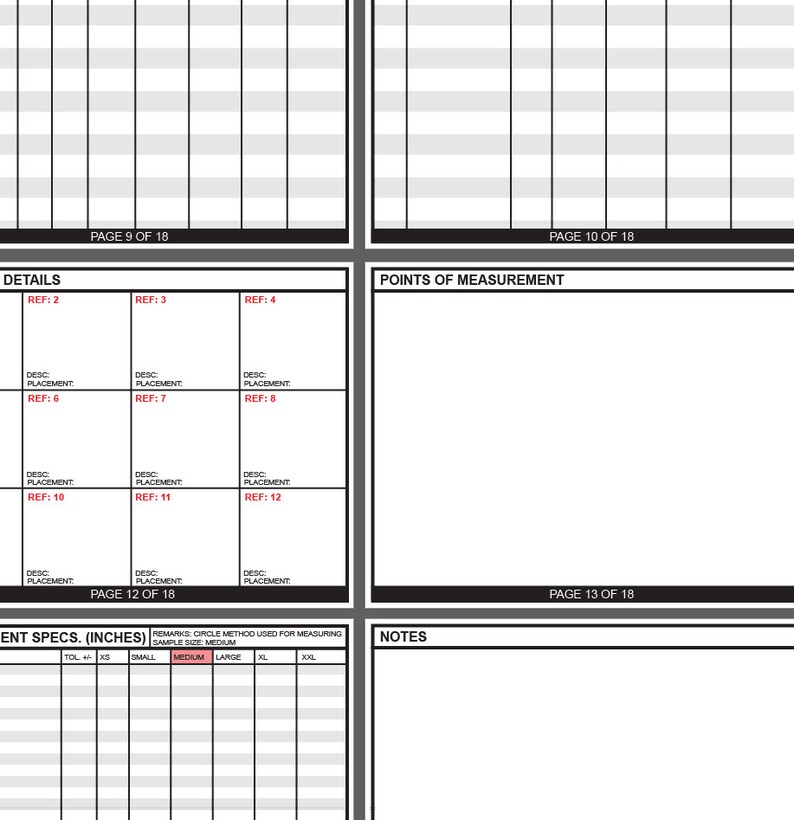 OTB Editable Blank Tech Pack Template for Fashion Design and Clothing