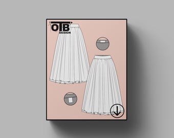 Falda maxi de tul OTB, ilustración vectorial, dibujo técnico plano, boceto clásico en blanco, plantilla de maqueta, diseño, paquete técnico CAD