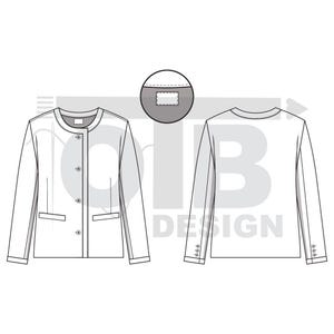 a drawing of a jacket with a buttoned collar