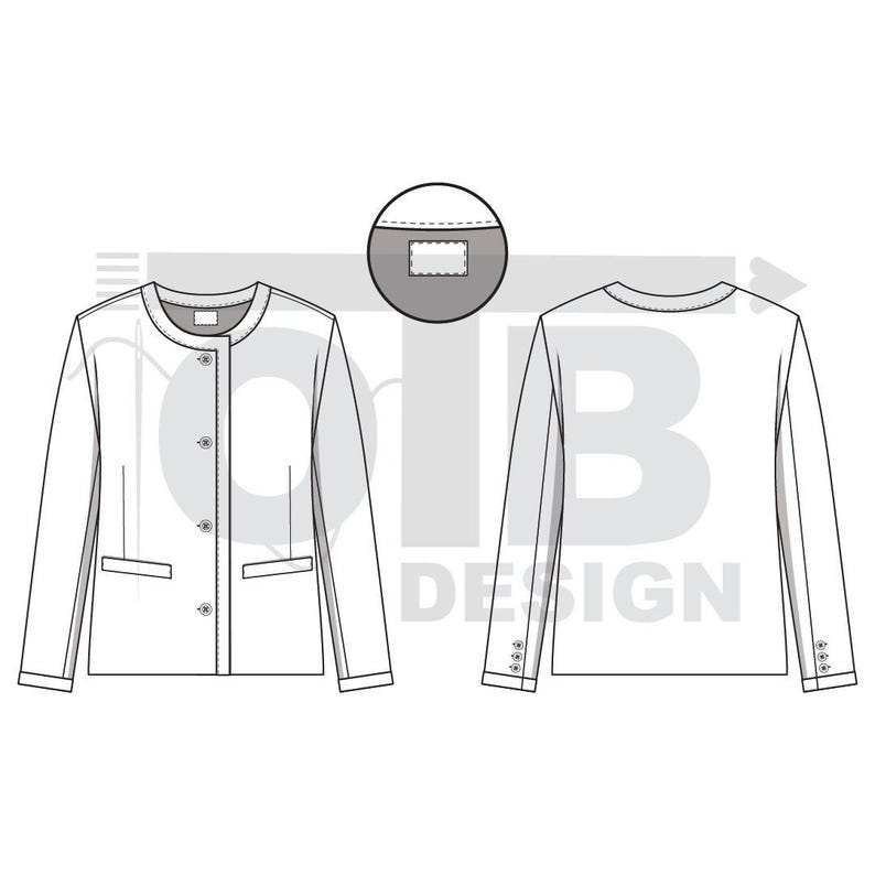 a drawing of a jacket with a buttoned collar