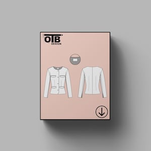 OTB Button Fitted Jacket Vector Flat Technical Drawing Illustration Classic Blank Sketch Mock-Up Template Design Tech Pack Cad image 1