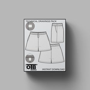 Mid Thigh Mesh Shorts Vector Flat Technical Drawing Illustration Blank Streetwear Mock-up Template Design Tech Pack CAD Basketball Unisex