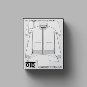 Överdimensionerad rundhalsad kofta, platt vektor, teknisk ritning, illustration, mock-up, mall, design, teknikpaket, mode, CAD, redigerbar