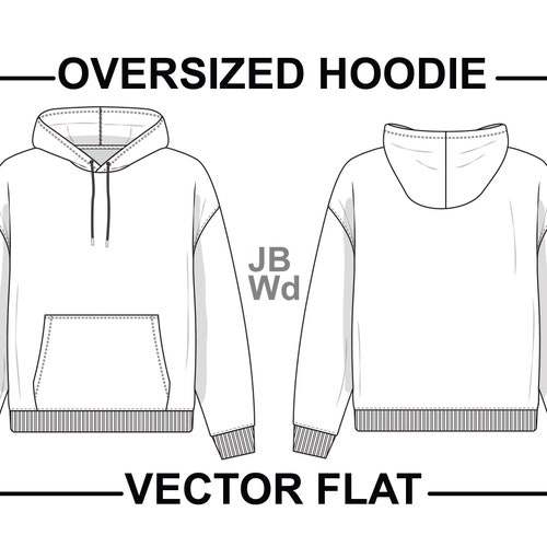 Full Zip Hoodie Sweatshirt Flat Technical Drawing Illustration - Etsy ...