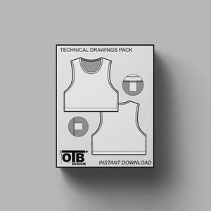 Cropped Tank Top Sleeveless Shirt Vector Flat Technical Drawing Illustration Mock-up Template Design Tech Pack CAD Editable Undershirt