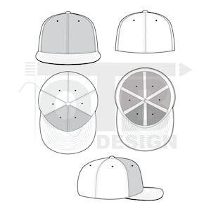 Fitted Cap Hat Vector Technical Drawing Illustration Blank Tech Pack ...