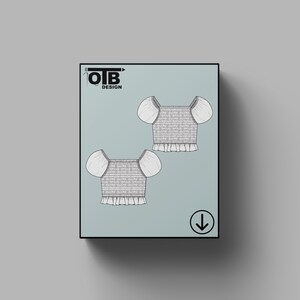 Ilustración de dibujo técnico plano vectorial de OTB, modelo de blusa fruncida con mangas abullonadas, boceto clásico en blanco, plantilla de maqueta, diseño de paquete técnico CAD
