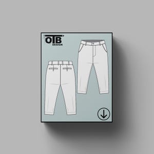 OTB-chinobroek Vector platte technische tekening illustratie klassieke blanco schets mock-up sjabloonontwerp Tech Pack Cad afbeelding 1