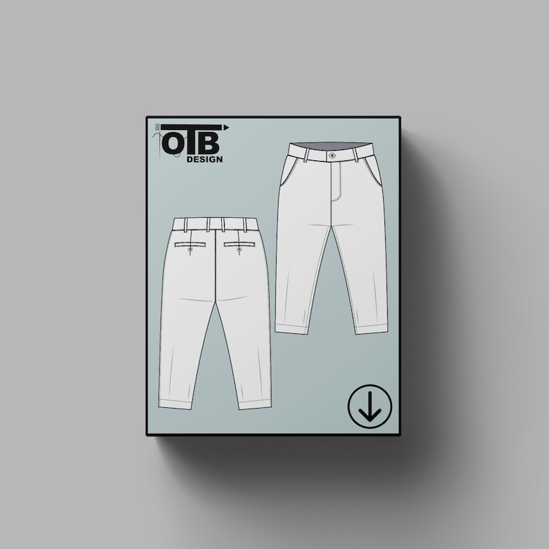 OTB-chinobroek Vector platte technische tekening illustratie klassieke blanco schets mock-up sjabloonontwerp Tech Pack Cad afbeelding 1