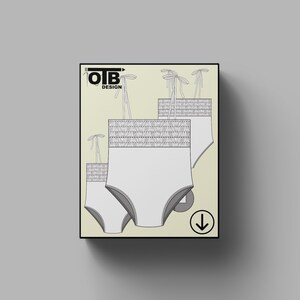 Traje de baño OTB con top fruncido, ilustración vectorial, dibujo técnico plano, boceto clásico en blanco, maqueta, plantilla, diseño, paquete técnico, CAD