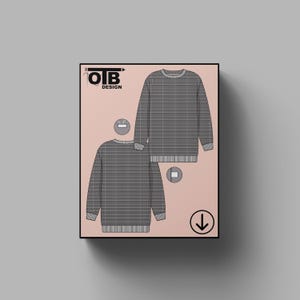 OTB Crew-Neck Open Crochet Long Sweater Vector Flat Technical Drawing Classic Blank Sketch Mock-Up Template Design Tech Pack Cad