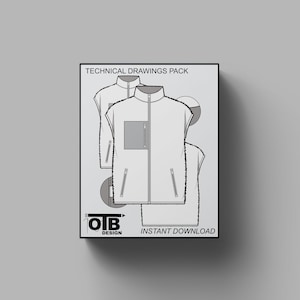 Full Zip Fleece Sherpa Vest Vector Flat Technical Drawing Illustration Blank Mock-up Template Design Tech Pack CAD Streetwear Pile