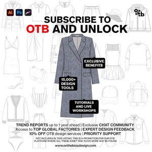 OTB Round Neck 4 Button Up Jacket With Welt Pocket Vector Flat Technical Drawing Blank Sketch Mock-Up Template Design Tech Pack Cad image 3