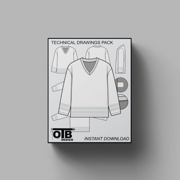 Hockey Jersey Vector Flat Top Technical Drawing Illustration Blank Streetwear Mock-up Template Design Tech Pack Editable Sport Mesh Editable