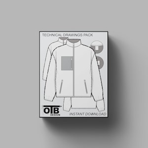 Fleece Sherpa Jacke mit durchgehendem Reißverschluss Vektor Flach Technische Zeichnung Illustration Leere Mock-up Vorlage Design Tech Pack CAD Streetwear Stapel