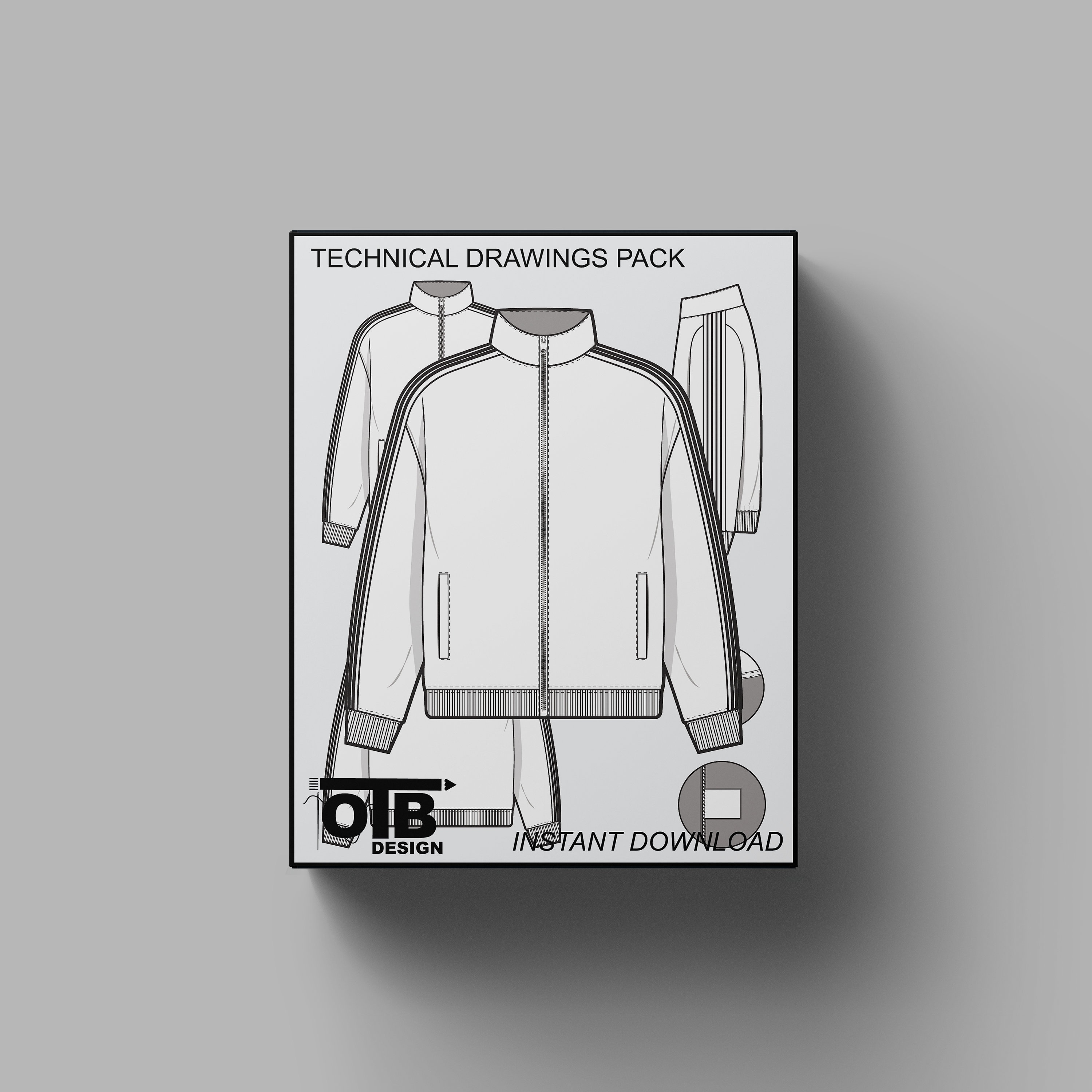 Zip Track Jacket Vector Flat Technical Drawing Illustration Zip Track Jacket Vector Flat Technical Drawing Illustration