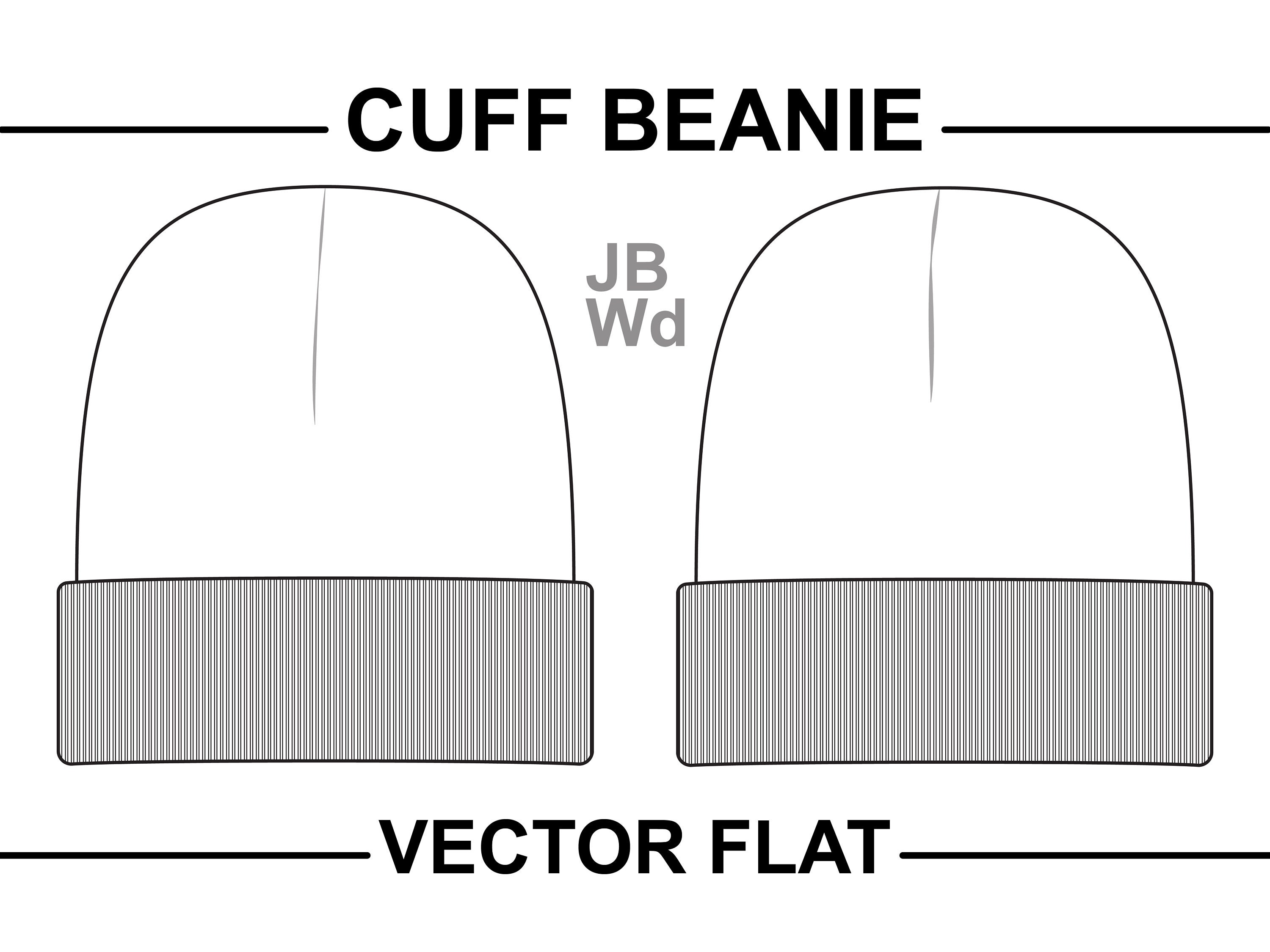 Cuff Beanie Hat Knit Stocking Cap Flat Illustration Cad Etsy