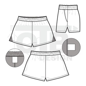 the front and back view of a men's shorts
