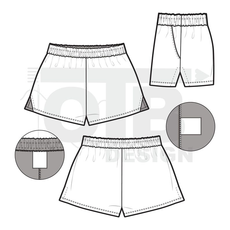 the front and back view of a men's shorts