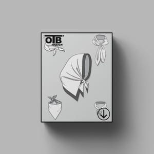 Pañuelos de cuello OTB, ilustración vectorial de dibujo técnico plano, boceto clásico en blanco, maqueta, plantilla de diseño, paquete técnico CAD imagen 1
