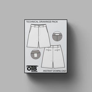 Bermuda Chino Short Vector Illustration de dessin technique plat Modèle de maquette streetwear vierge Tech Pack CAO Streetwear