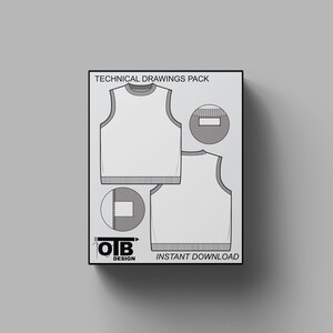 Chandail à col rond et gilet, modèle de maquette d'illustration de dessin technique vectoriel plat pour la conception, pack technique, mode CAO streetwear modifiable