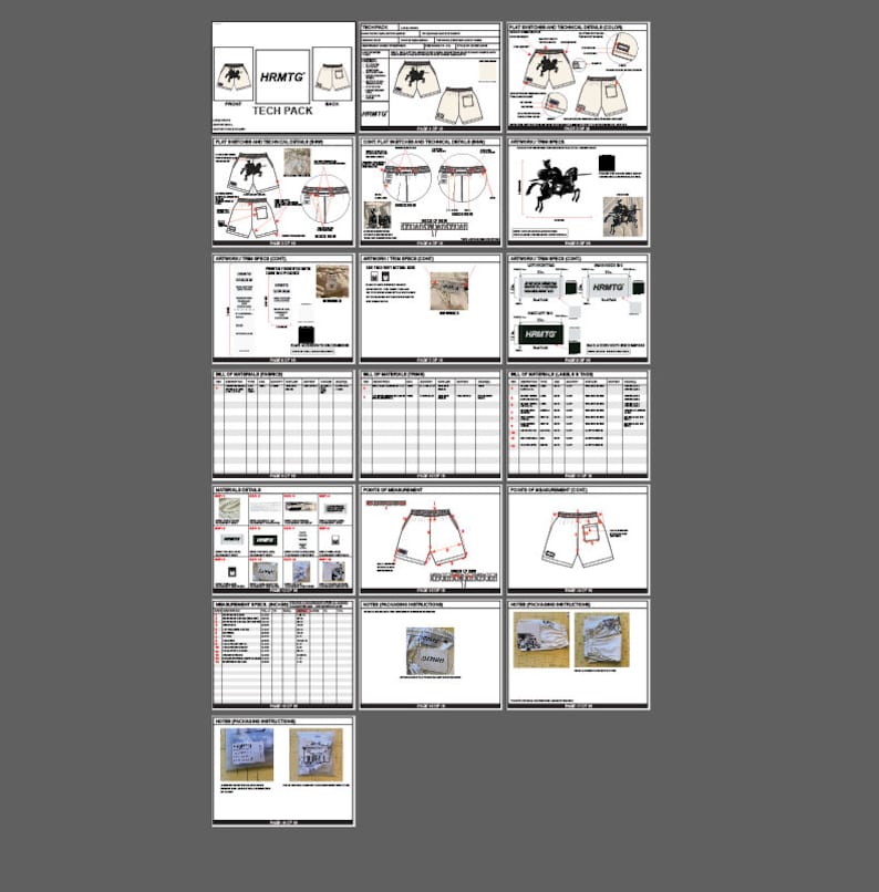 OTB Editable Blank Tech Pack Template for Fashion Design and Clothing ...