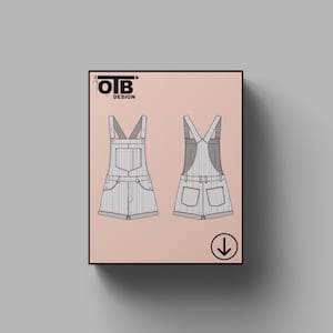 OTB Cord Overall Shorts mit Fronttasche Vektor Flache Technische Zeichnung Klassisch Blank Skizze Mock-Up Template Design Tech Pack Cad