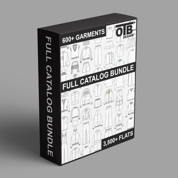 OTB Full Catalog Bundle 4,000+ Vector Flats Technical Drawings 600+ Garments Illustration Blank Streetwear Mock-up Template Design Tech Pack