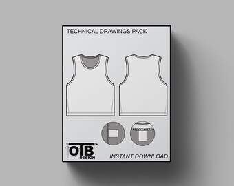 soduk(スドーク) shrinked drawing tank top Mens Athletic Tank Top 2D Vector CAD for Tech Pack Flat