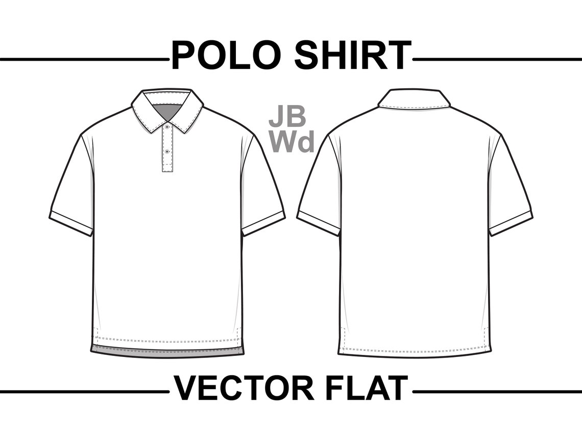 Polo Shirt Short Sleeve Collared Flat Technical Drawing - Etsy