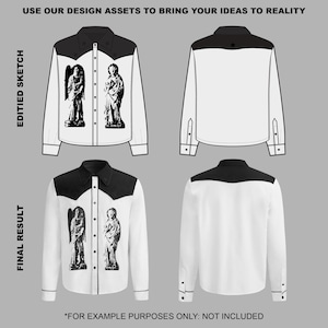 a white and black jacket with a picture of a man on it