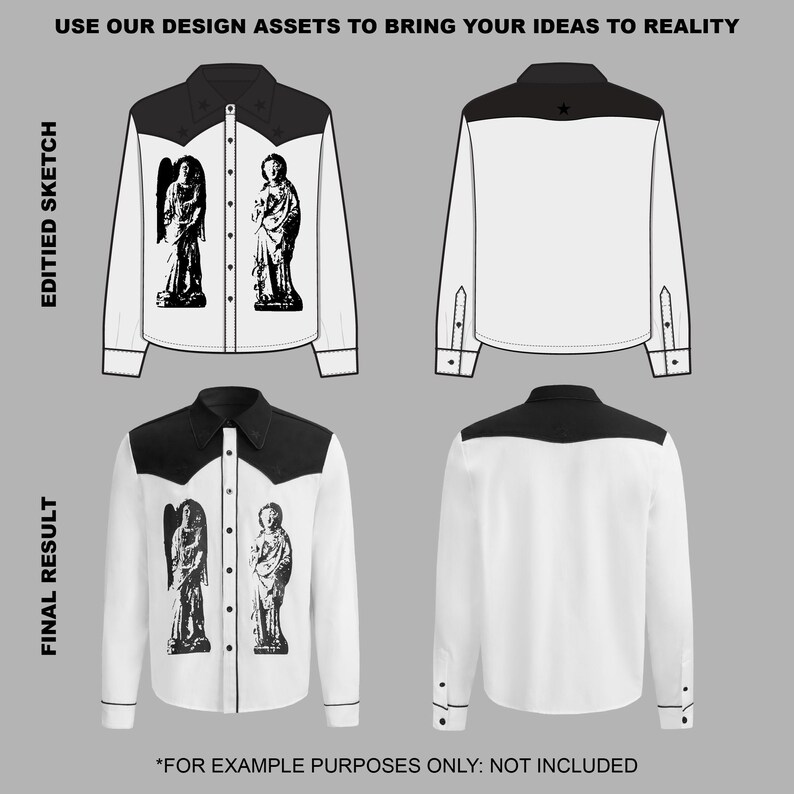 a white and black jacket with a picture of a man on it