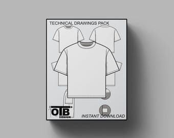 V2 Slim Fit T-Shirt Vektor Flache Technische Zeichnung Illustration Kurzarm Leer Streetwear Mock-up Template Design Tech Pack Bearbeitbar