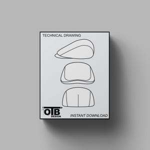 Flat Cap Hat Technical Drawing Flat Illustration Cad Accessory Mockup Blank Vector Workwear Military Unisex Men Women Fashion Sketch