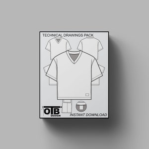 Collared Football Soccer Jersey Kit Vector Flat Technical Drawing 