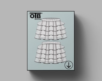 Falda de tul OTB, ilustración vectorial de dibujo técnico plano, boceto clásico en blanco, plantilla de maqueta, diseño, paquete técnico CAD