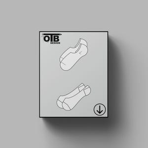 OTB No-Shows Socks Vector Flat Technical Drawing Illustration Classic Blank Sketch Mock-Up Template Design Tech Pack Cad