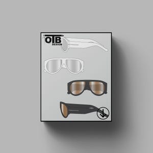 Gafas de sol de aviador de acetato OTB, dibujo técnico plano vectorial, ilustración, boceto clásico en blanco, maqueta, plantilla, diseño, paquete técnico, CAD