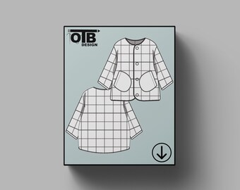 OTB Button Quilted Jacket Vector Flat Technical Drawing Illustration Classic Blank Sketch Mock-Up Template Design Tech Pack Cad
