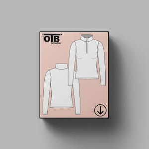 Half Zip Long Sleeve Top Vector Flat Technical Drawing Illustration Classic Blank Sketch Mock-Up Template Design Tech Pack Cad