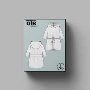 OTB Bathrobe Vector Flat Technical Drawing Illustration Classic Blank Sketch Mock-Up Template Design Tech Pack Cad
