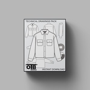 Cropped Flannel Collar Button Shirt vector Flat Technical Drawing Illustration Blank Mock-up Tech Pack Template Design CAD Technical Sketch