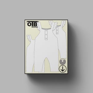 OTB overall met gegolfde schouderbanden Vector platte technische tekening klassieke blanco schets mock-up sjabloonontwerp Tech Pack Cad