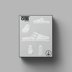 OTB Clogs Vector Flat Technical Drawing Illustration Classic Blank Sketch Mock-Up Template Design Tech Pack Cad