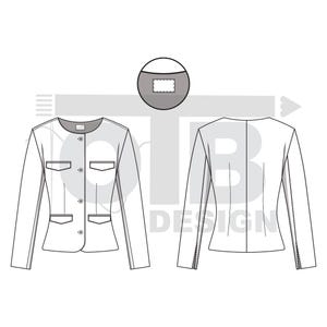 OTB Button Fitted Jacket Vector Flat Technical Drawing Illustration Classic Blank Sketch Mock-Up Template Design Tech Pack Cad image 2