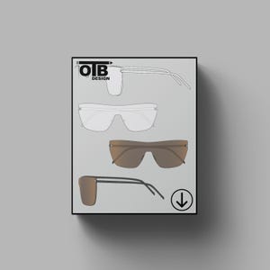 Máscara de aviador extragrande OTB, gafas de sol, dibujo técnico plano vectorial, boceto clásico en blanco, maqueta, plantilla de diseño, paquete técnico CAD